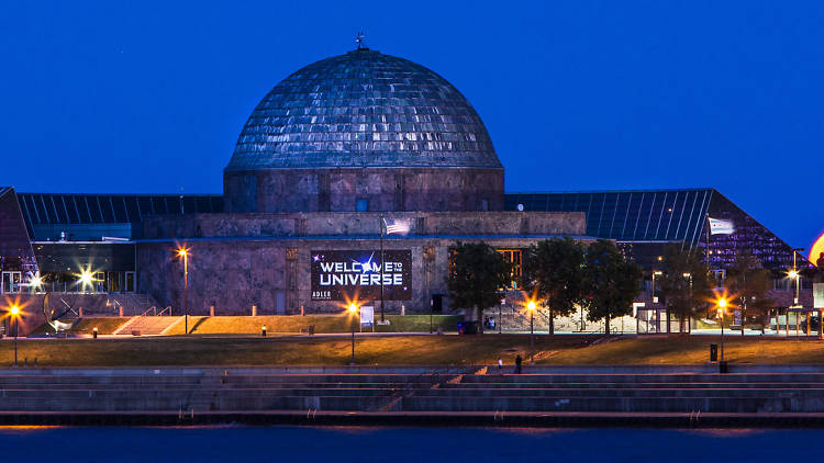 Adler Planetarium at night