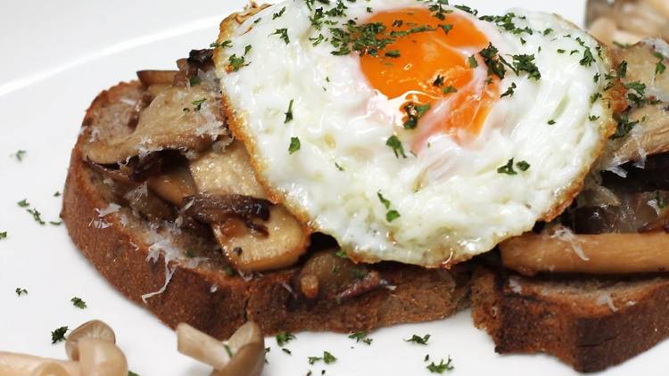 Japanese Mushroom Bruschetta Crack & Press