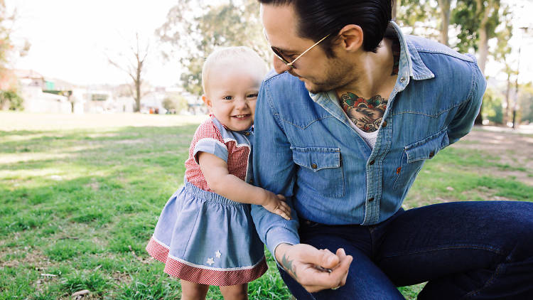 Elvis Abrahanowicz and his daughter Maybellene in the park