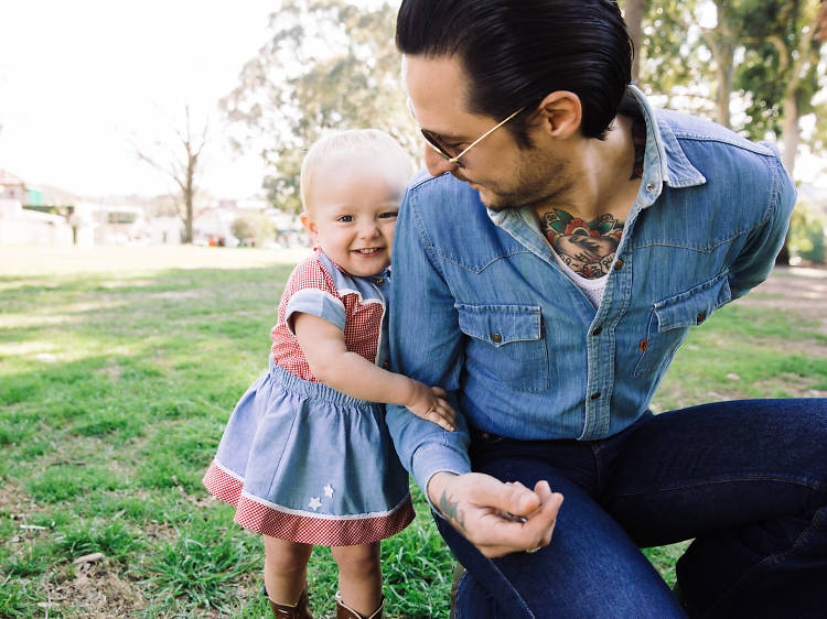 Elvis Abrahanowicz and his daughter Maybellene in the park