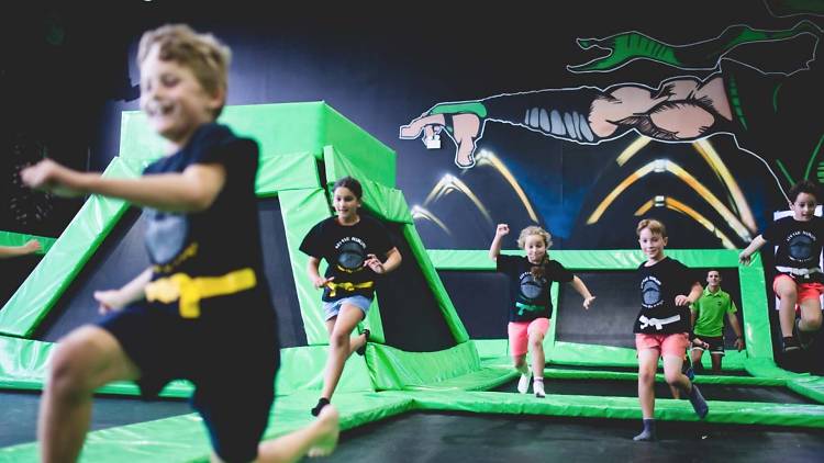 Children on trampolines at Flip Out