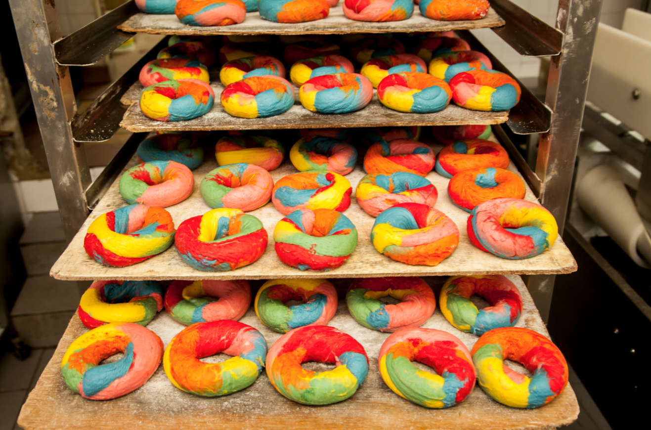 Video here's how they make rainbow bagels