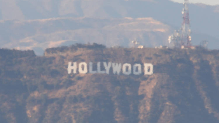 The Hollywood Sign through a heatwave haze