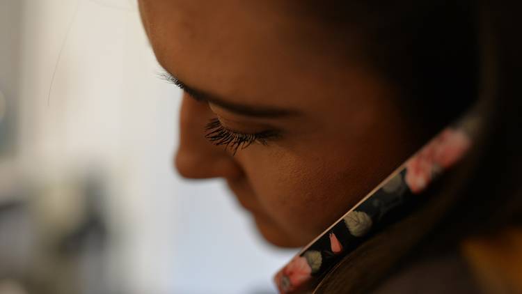 Woman talking on phone