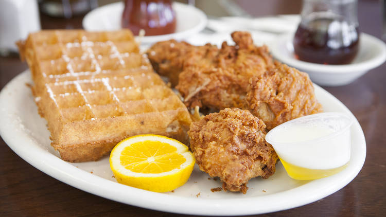 Chicken and waffles at The Hungry Fox