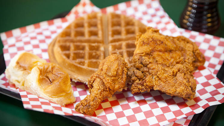 Chicken and waffles at TJ's Sweetie Pies