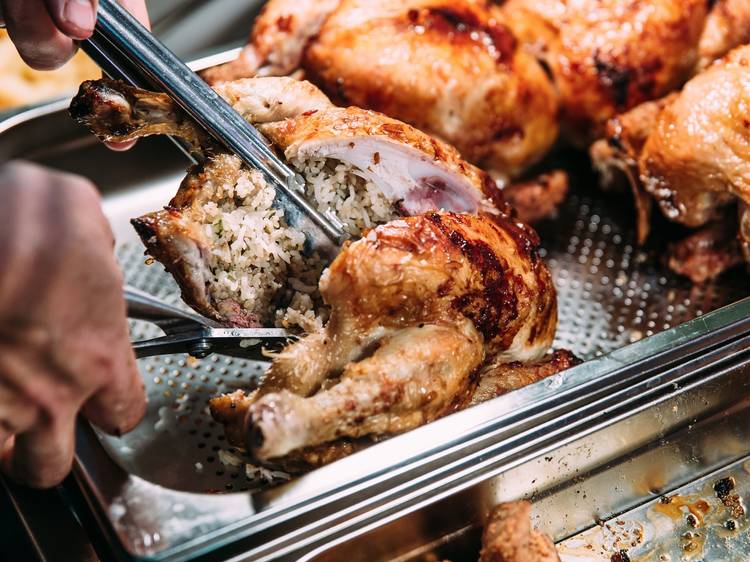 Juicy Lucy’s Aunt Lucy’s large seasoned chicken