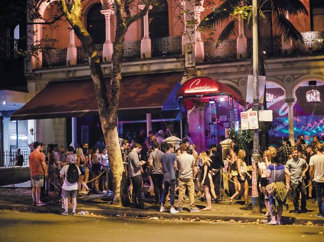 A crowd outside Candy's nightclub A crowd outside Candy's nightclub