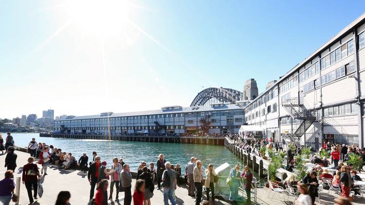 Crowds at Walsh Bay in the sunshine