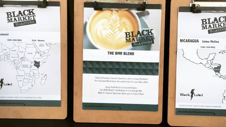 information about coffee on clipboards