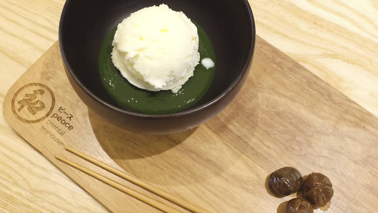 a matcha ice cream at Peace – Oriental Teahouse 