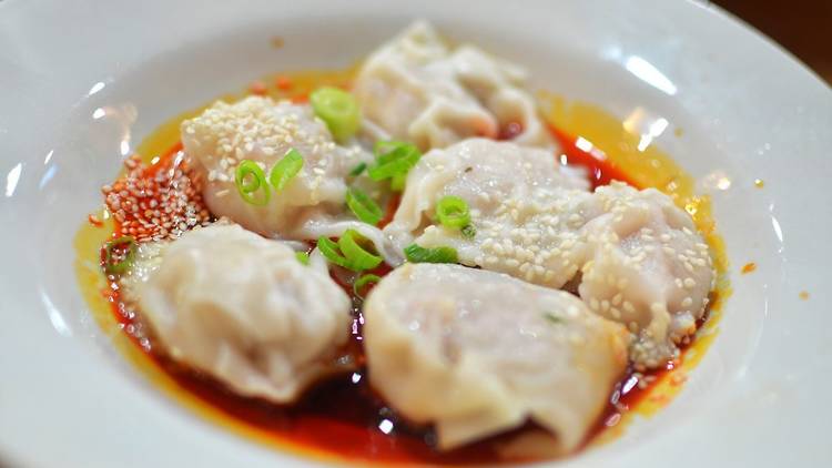 Hot and spicy wontons at Panda Gourmet