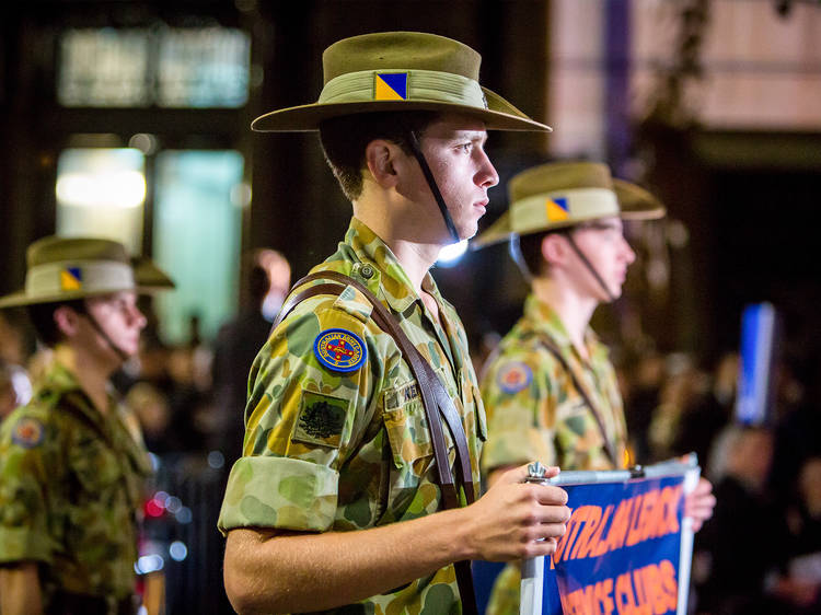 People in attendance at the ANZAC Dawn Service held at Martin Pl