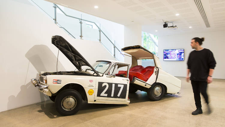 UNSW Galleries 2015 install view of foyer feat Claire Healy and Sean Cordeiro 2015 The Drag within People Like Us exhibition (c) Time Out Sydney photographer credit Anna Kucera