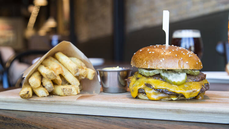 Burger at Corridor Brewery & Provisions