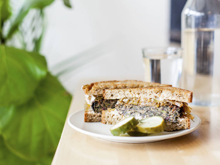 Kale Burger Patty Melt at Same Day Cafe