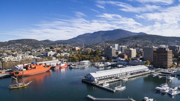 Aerial shot of Hobart