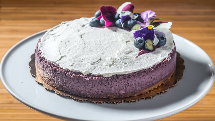 Purple cheesecake at Breads Bakery