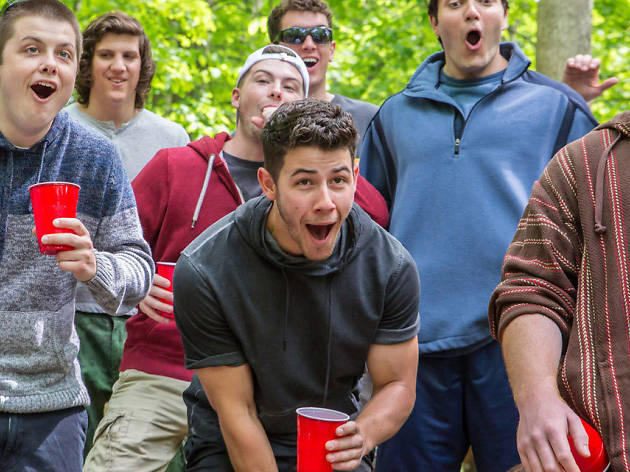 Goat Nick Jonas in a fraternity club ritual as part of the film Goat
