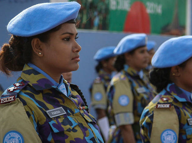 A Journey of a Thousand Miles: Peacekeepers Bangladeshi policewomen standing in line