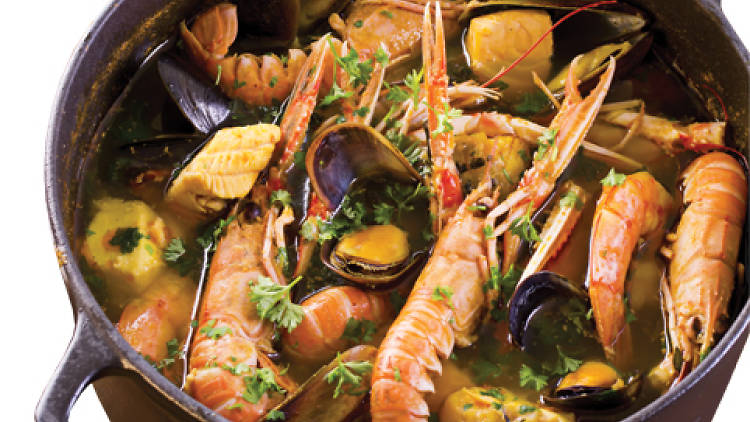 Bouillabaisse in a pot