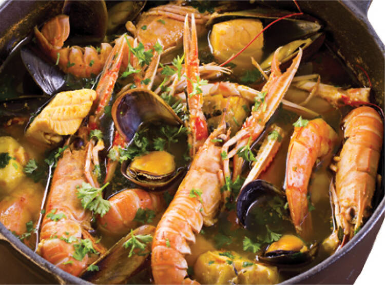 Bouillabaisse in a pot