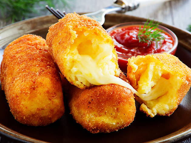 Croquettes croquettes on a plate with sauce