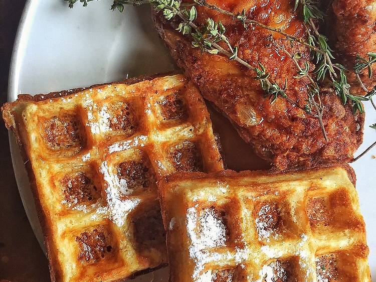 Chicken and waffles at Farmerbrown