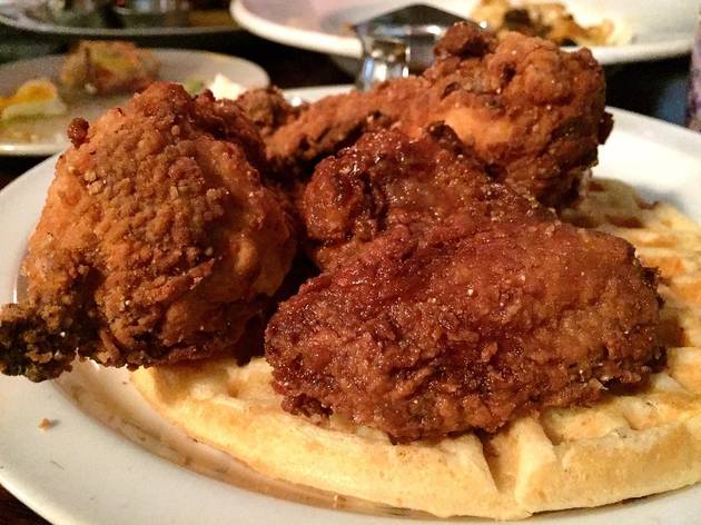 Chicken and waffles at The Front Porch