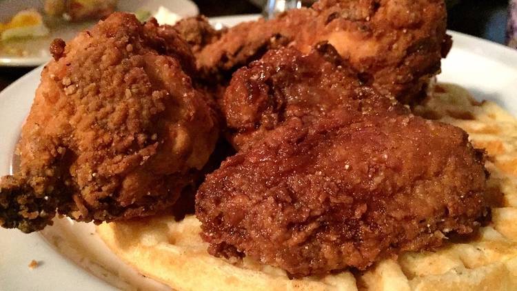 Chicken and waffles at The Front Porch