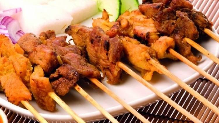 singaporean, satay, skewers