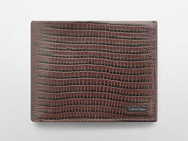 Calvin Klein lizard textured leather bifold wallet Calvin Klein lizard textured leather bifold wallet