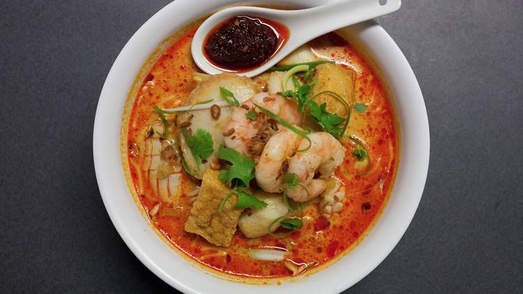 Chicken and prawn laksa at Malay Chinese Noodle Bar