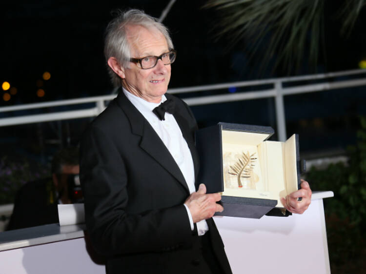 Ken Loach at Cannes Film Festival winning Palme d'Or, press 2016