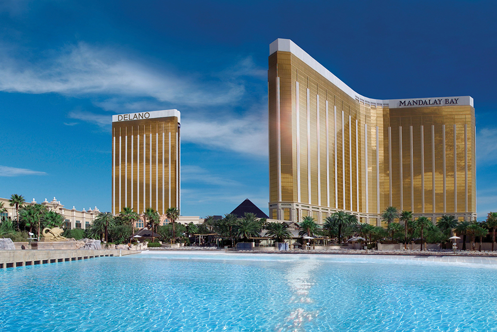 People At Artificial Beach In Mandalay Bay Hotel Stock Photo