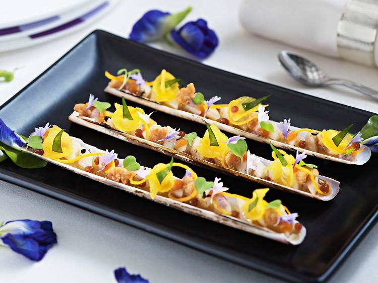 Razor clams in their gelée at J’Aime by Jean-Michel Lorain