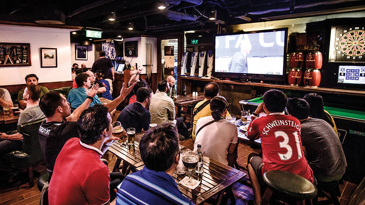 Fans watching this year’s FA Cup final in Wan Chai 