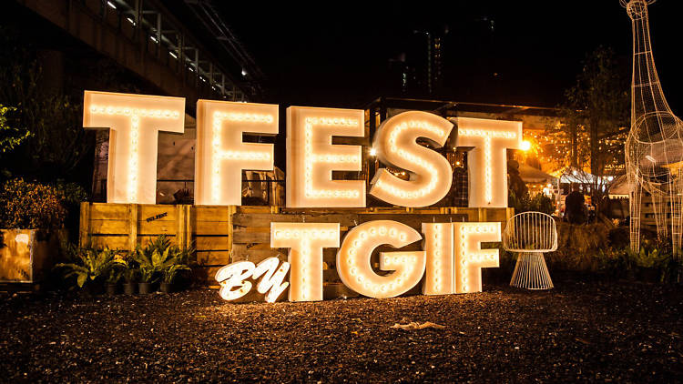 outdoor text at TGIFest