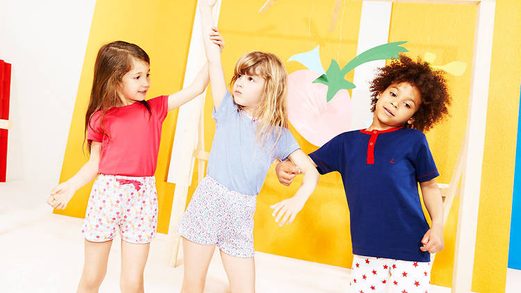 PETIT BATEAU CHILDREN'S CLOTHING ON DISPLAY INSIDE THE FASHION