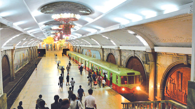 A Pyongyang metro station