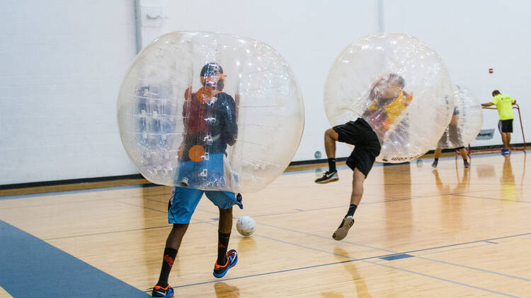 Kick around a soccer ball… in a giant bubble