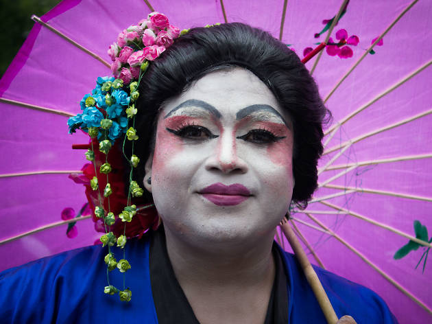 Marcha del Orgullo LGBTTTI en la CDMX Geisha en la Marcha del Orgullo LGBTTTI en la CDMX