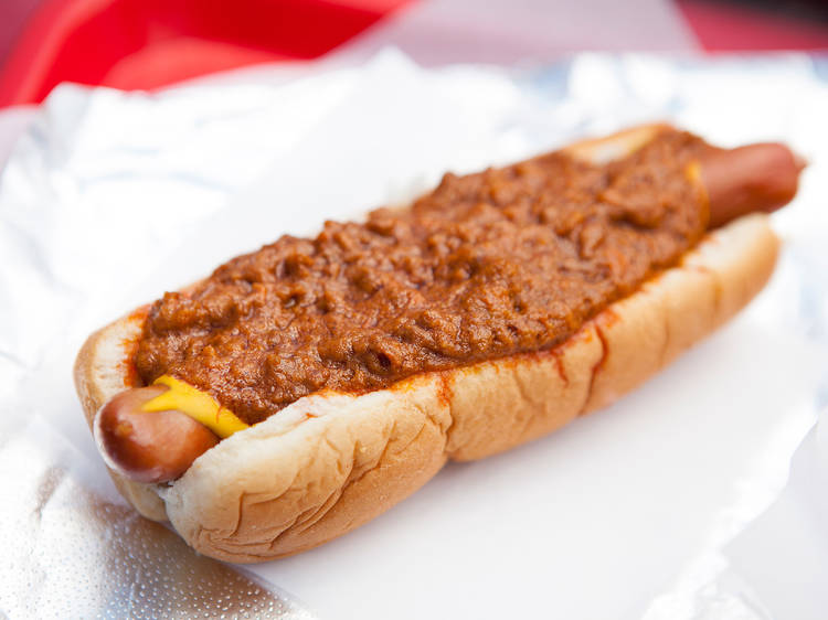 Any hot dog ($5.95–$13.95) from Pink’s Hot Dogs
