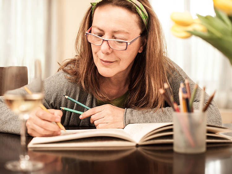 NYC Ladies Destressing with Coloring & Wine