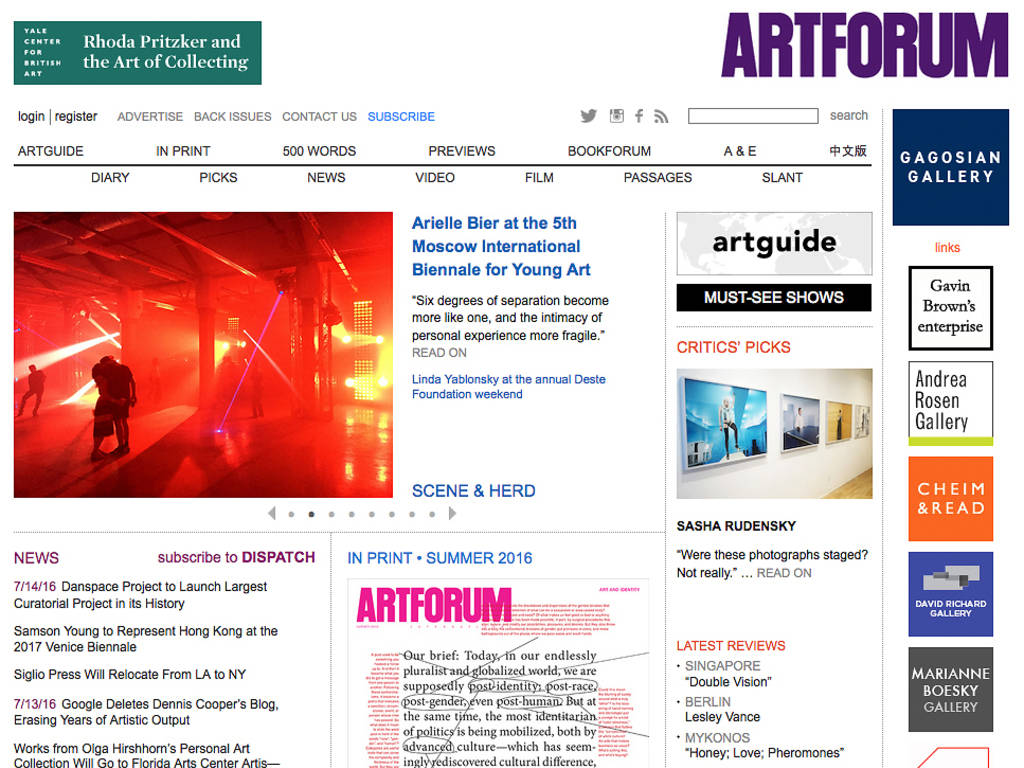 Best Art sites for Current ArtWorld News and Reviews