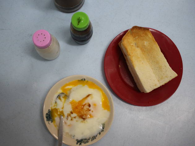 Kaya toast and soft-boiled eggs at Onn Loke Kopitiam Kaya toast and soft-boiled eggs at Onn Loke Kopitiam
