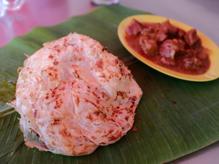 Roti canai at Raju's Restaurant