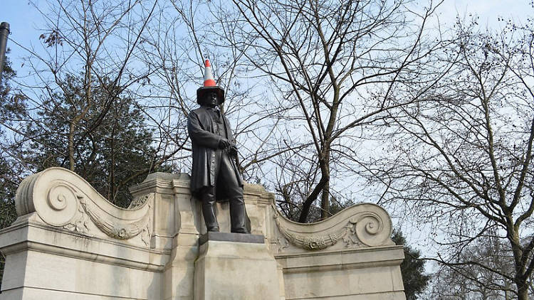 London traffic cone drunk