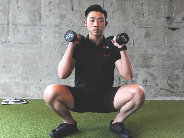 Thrusters with dumbbells (20 reps)