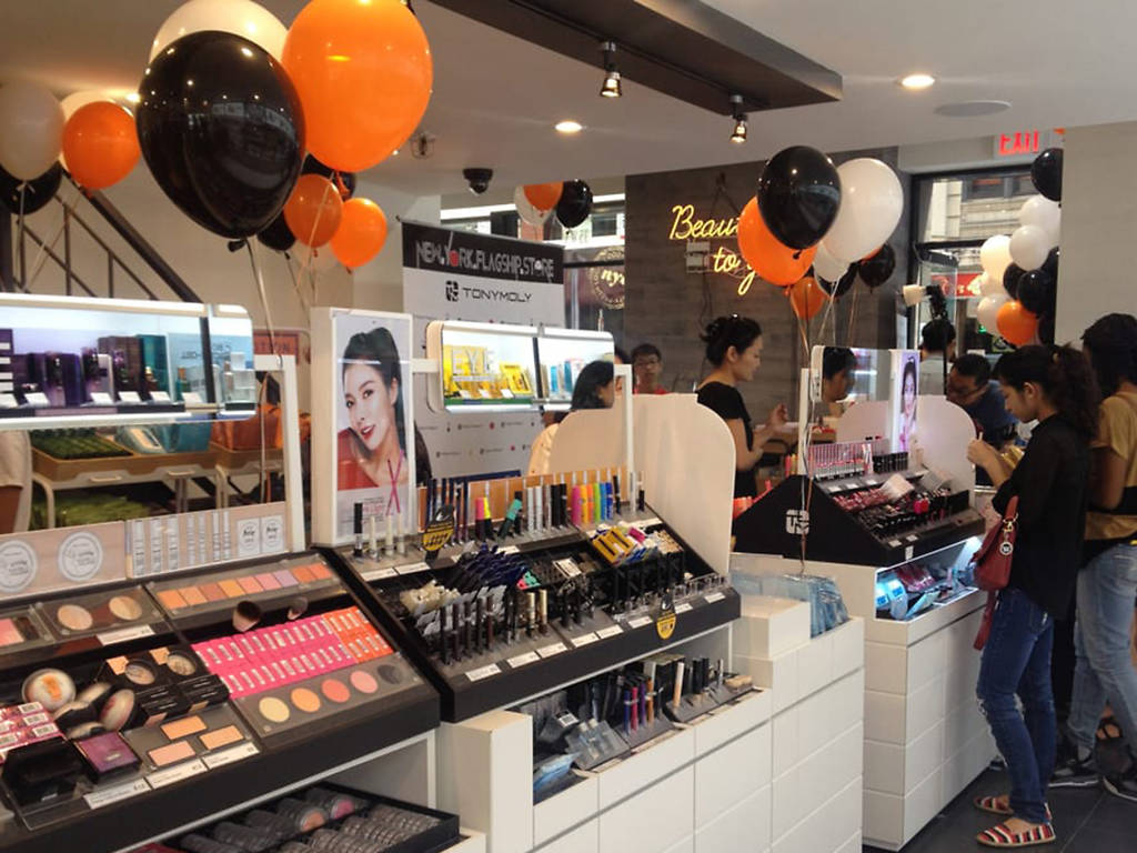 At a beauty supply store in NYC, find makeup, soaps and scents